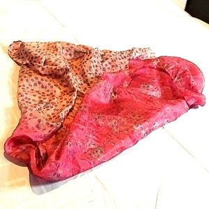 Asian Eye Elegant Barbiecore Pink Leopard Print/Floral Sheer Dressy Scarf